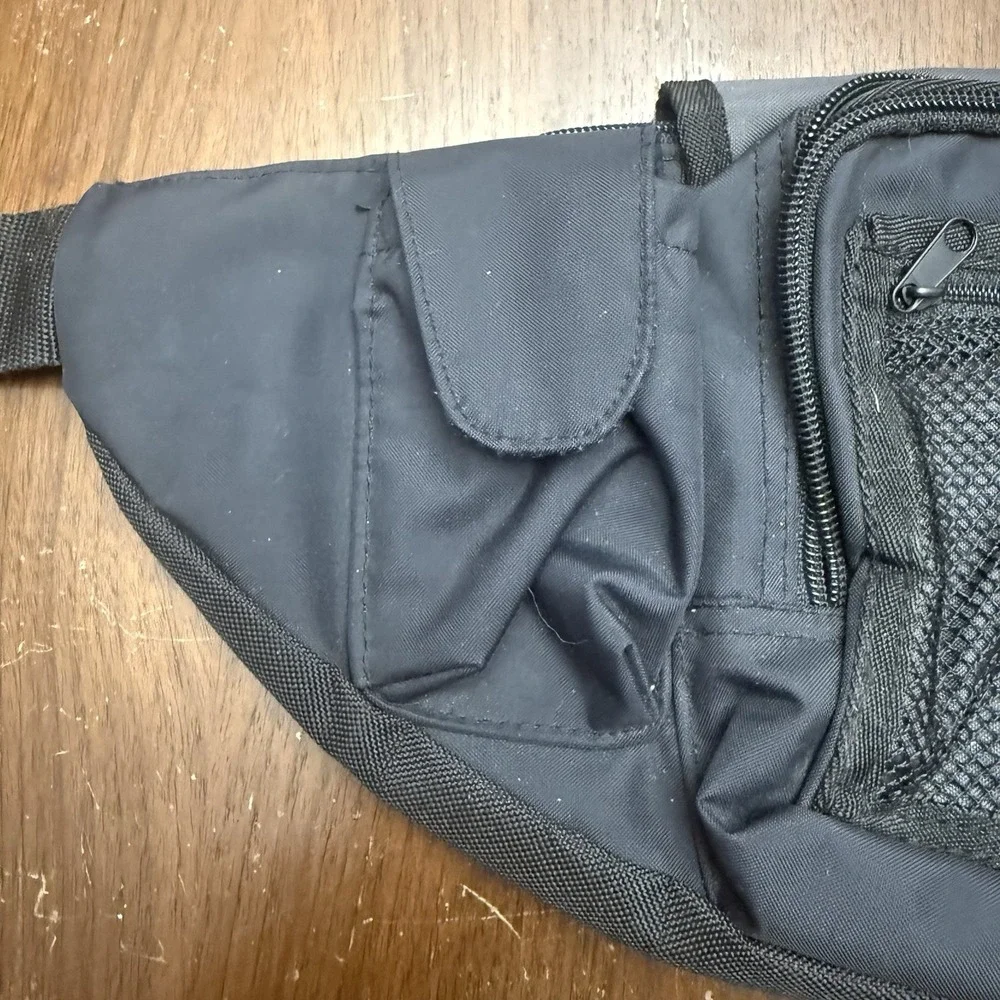 Eddie Bauer Black Waist Pack Fanny Pack Travel Hiking Multi Pocket Adjustable